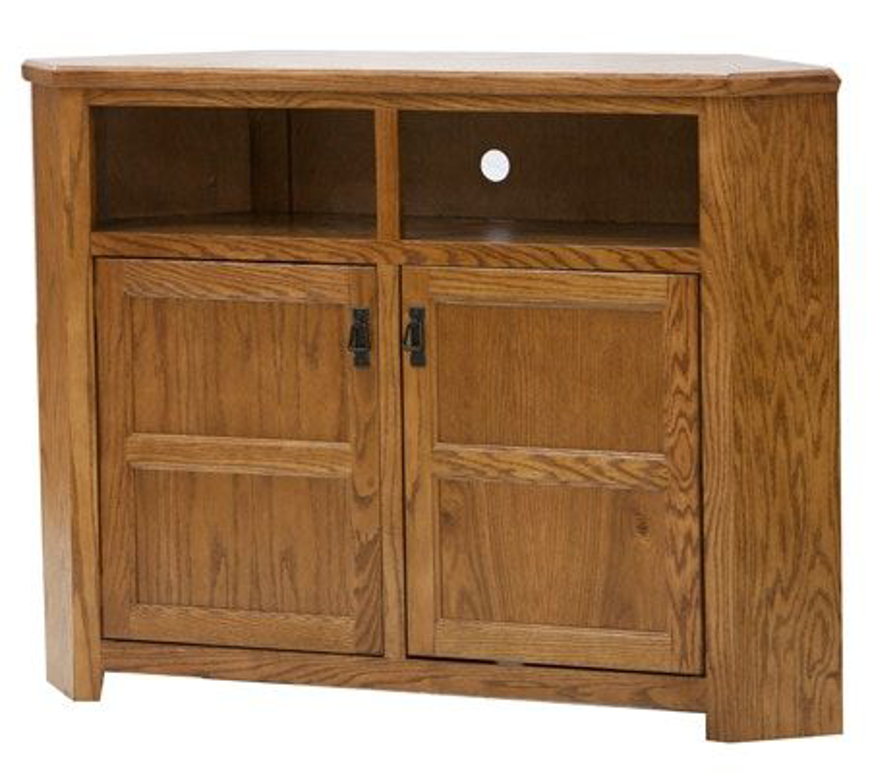 Picture of Oak Tall Corner TV Stand
