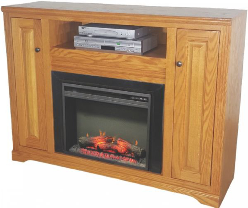 Picture of Oak Tall Fireplace TV Stand