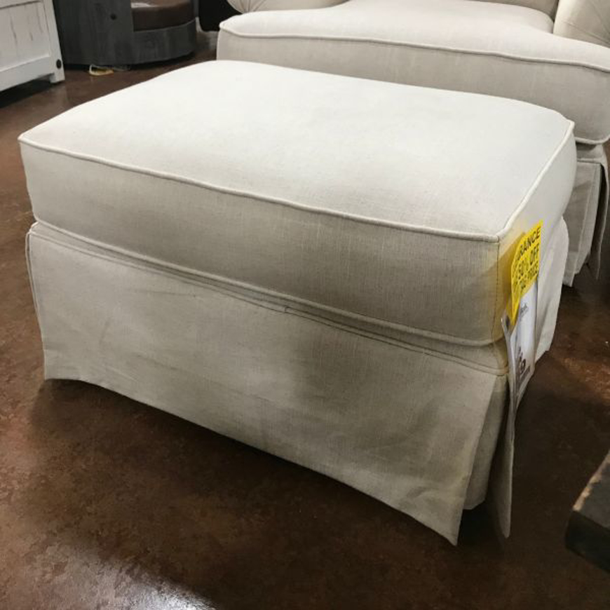 Picture of White Linen Ottoman