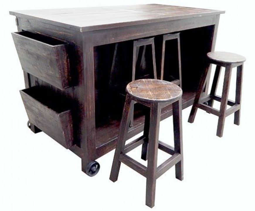 Picture of RUSTIC RECLAIM ISLAND W STOOLS - MD1068