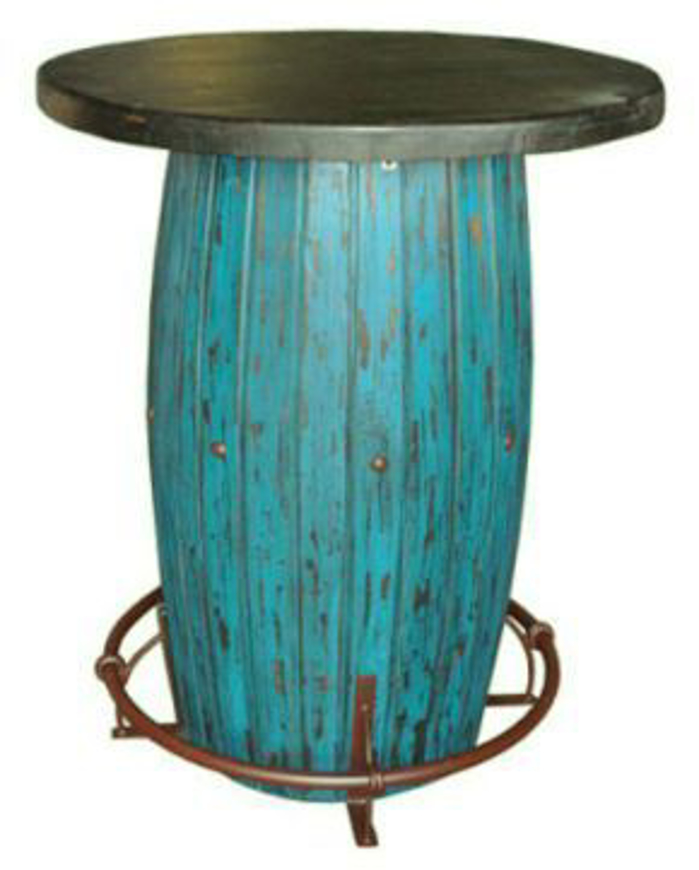 Picture of RUSTIC TURQUIOSE SCRAPED BARREL BAR - MD1079