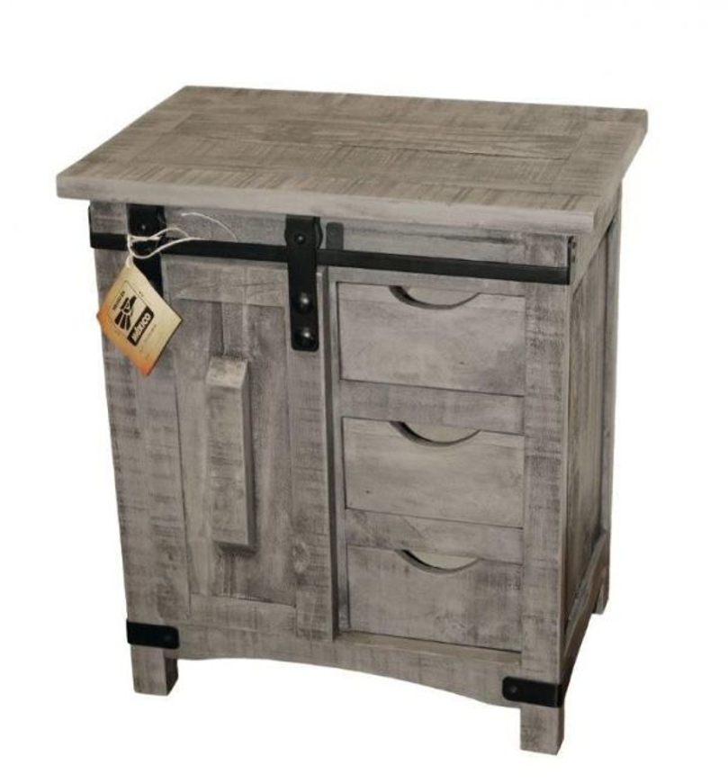 Picture of RUSTIC CHARCOAL GRAY BARNDOOR NIGHTSTAND - MD286