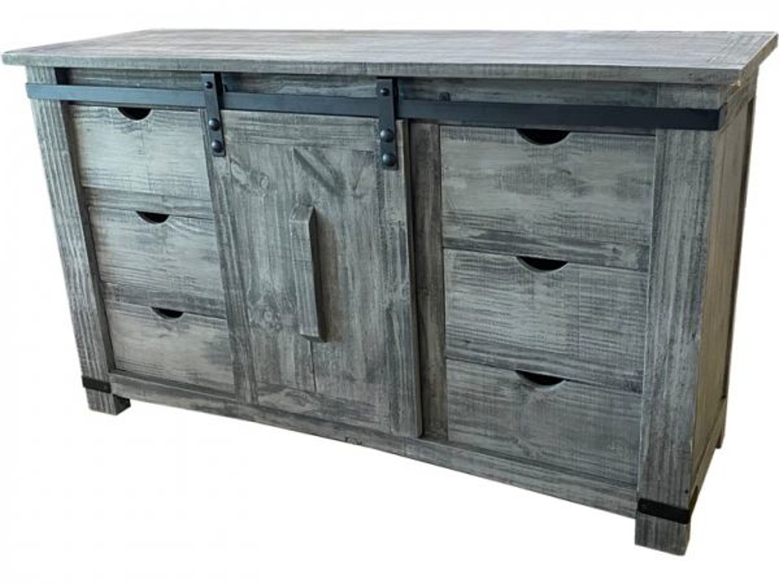 Picture of RUSTIC CHARCOAL GRAY BARN DOOR BUFFET - MD457
