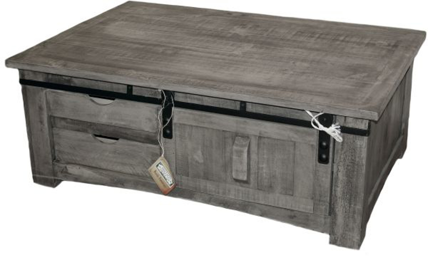 Picture of RUSTIC CHARCOAL GRAY BARN DOOR COCKTAIL TABLE - MD554