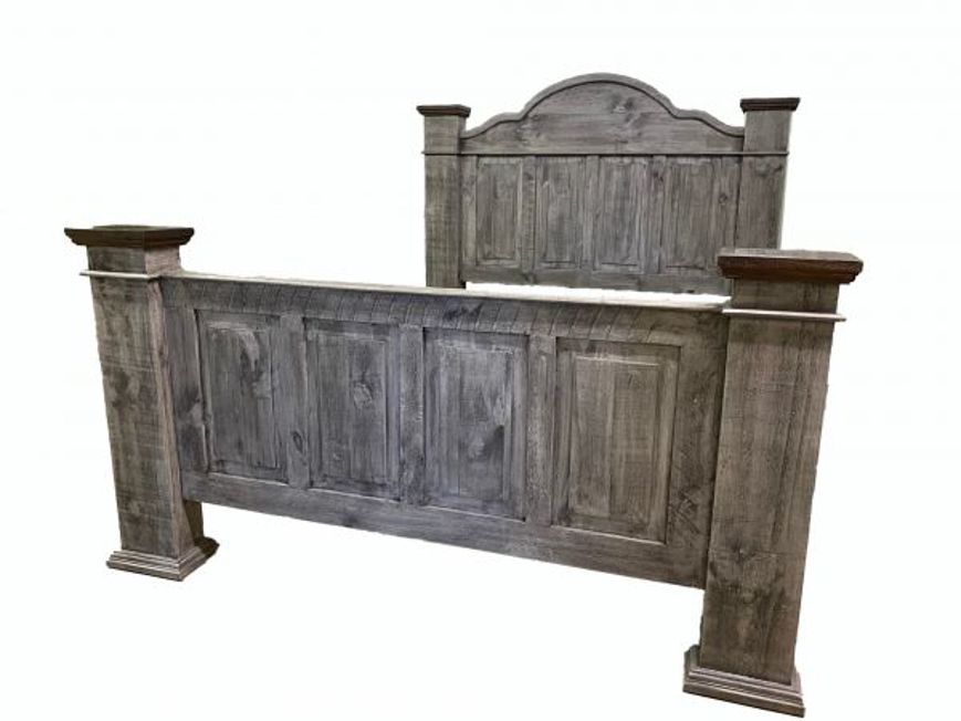Picture of RUSTIC GRAY WITH BROWN ANA GRAND MANSION QUEEN BED - MD807