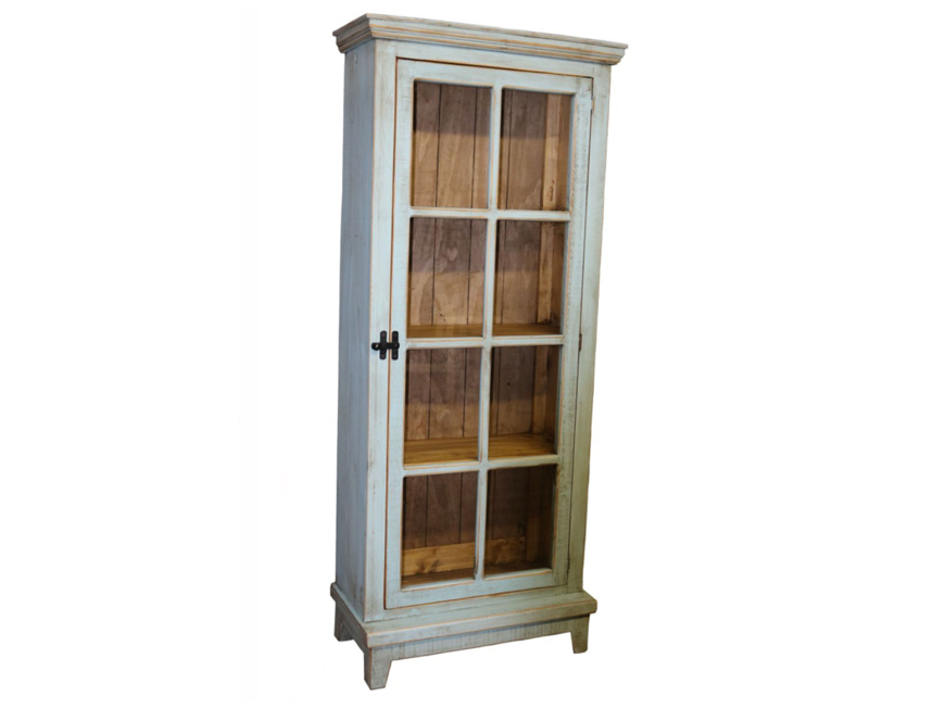 Picture of RUSTIC TIFFANY BLUE GLASS 1 DOOR CABINET - MD513
