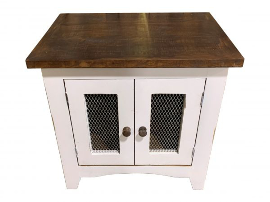Picture of RUSTIC ANTIQUE WHITE 2 DOOR END TABLE - TE131