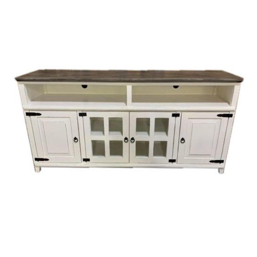 Picture of RUSTIC ENTERTAINMENT CONSOLE ANTIQUE WHITE/GRAY TOP - WO57