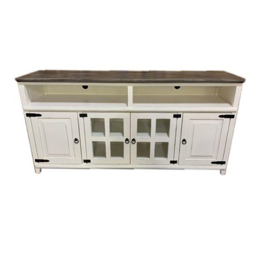 Picture of RUSTIC ENTERTAINMENT CONSOLE ANTIQUE WHITE/GRAY TOP - WO57
