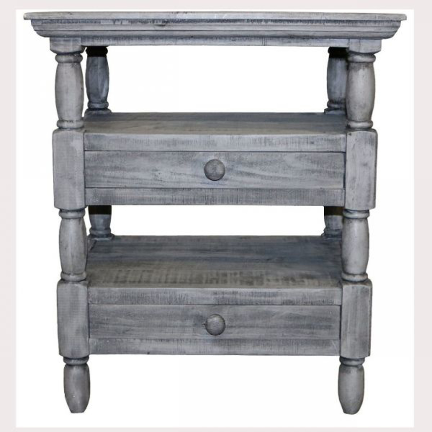 Picture of RUSTIC CHARCOAL 2 DRAWER COTTAGE END TABLE - MD559