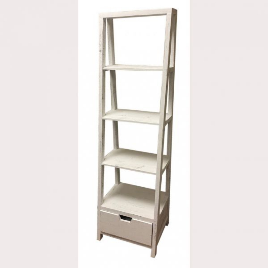 Picture of RUSTIC LADDER BOOKCASE NERO WHITE - WO141