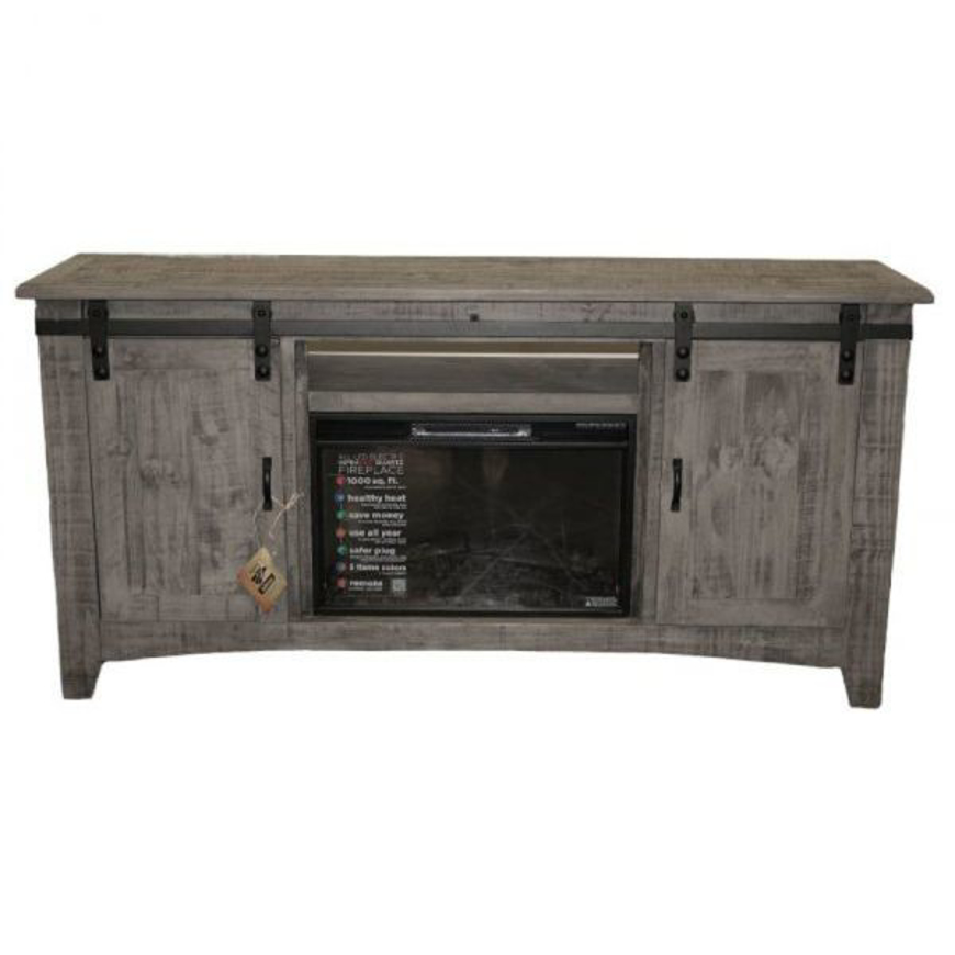 Picture of RUSTIC CHARCOAL GRAY BARNDOOR FIREPLACE TV CONSOLE - MD1019