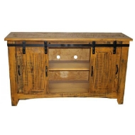 Picture of RUSTIC RECLAIMED TOBACCO BARN DOOR ENTERTAINMENT CONSOLE - MD1020