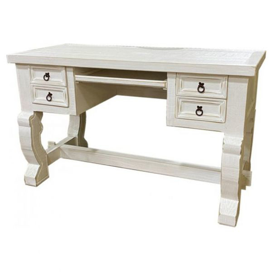 Picture of RUSTIC WEATHERED WHITE SECRETARY DESK - MD571