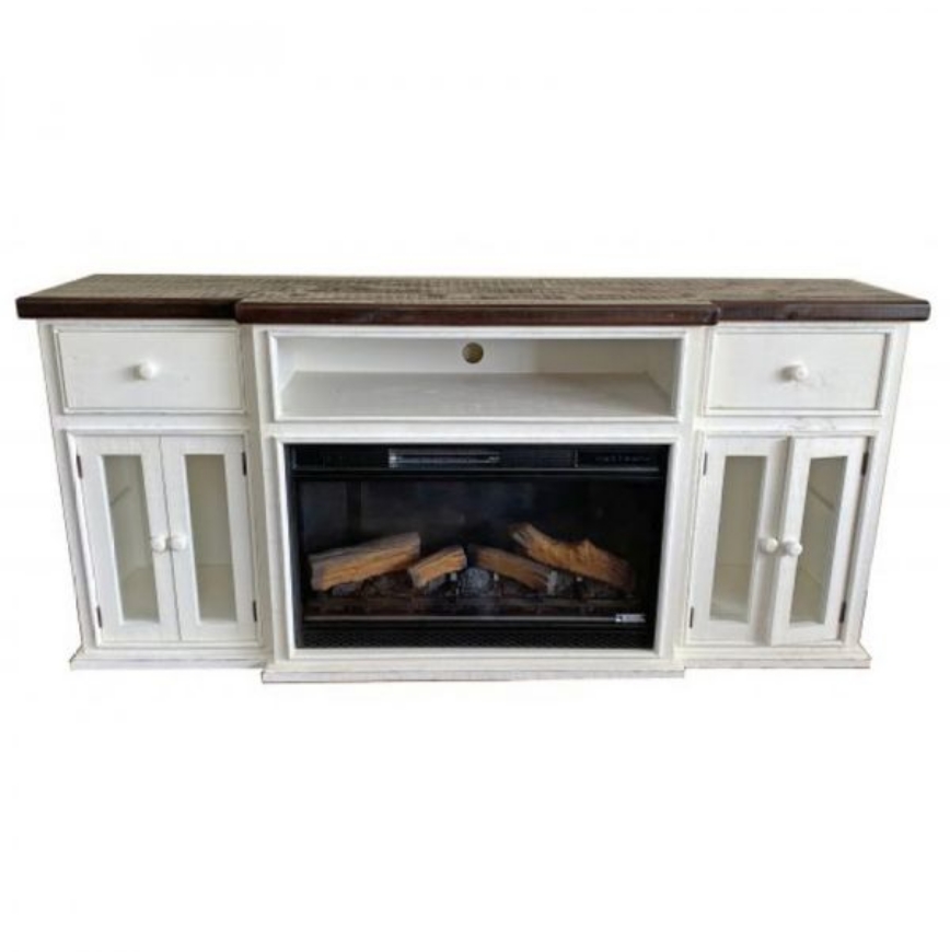 Picture of RUSTIC ENTERTAINMENT CONSOLE WEATHERED WHEAT/BROWN TOP - MD600
