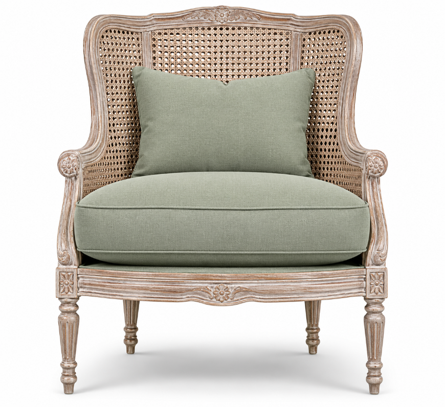 Picture of French Wing Chair w/ Rattan