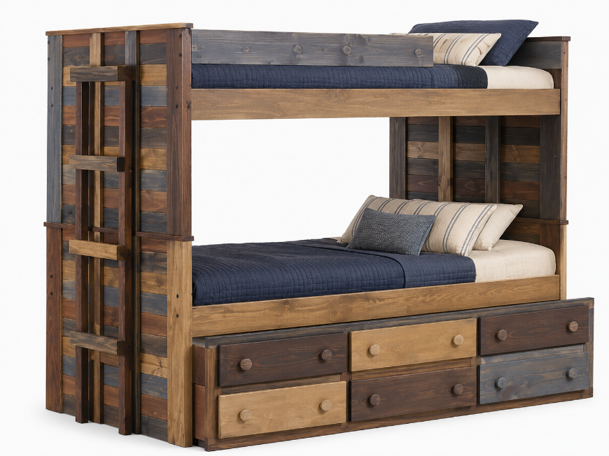 Picture of Twin/Twin Bunk Bed - w/Twin Trundle Unit