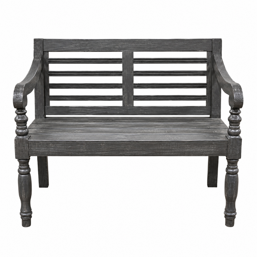 Picture of RUSTIC RECLAIMED CHARCOAL GRAY BENCH - MD682